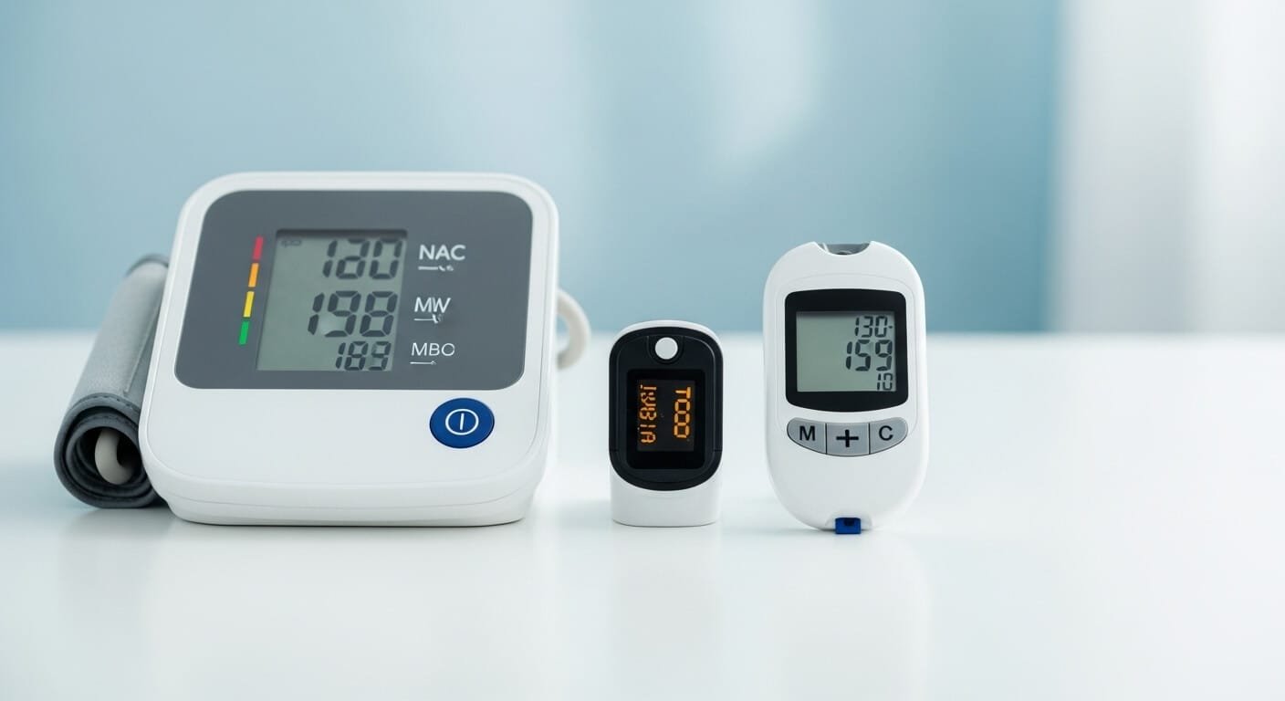 A selection of original medical equipment like blood pressure monitors and oximeters available in Pakistan