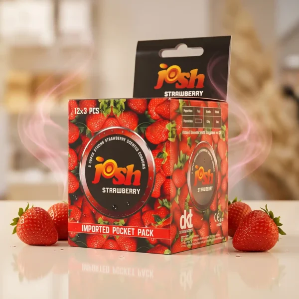 Josh Strawberry Condom box front view - buy online in Pakistan